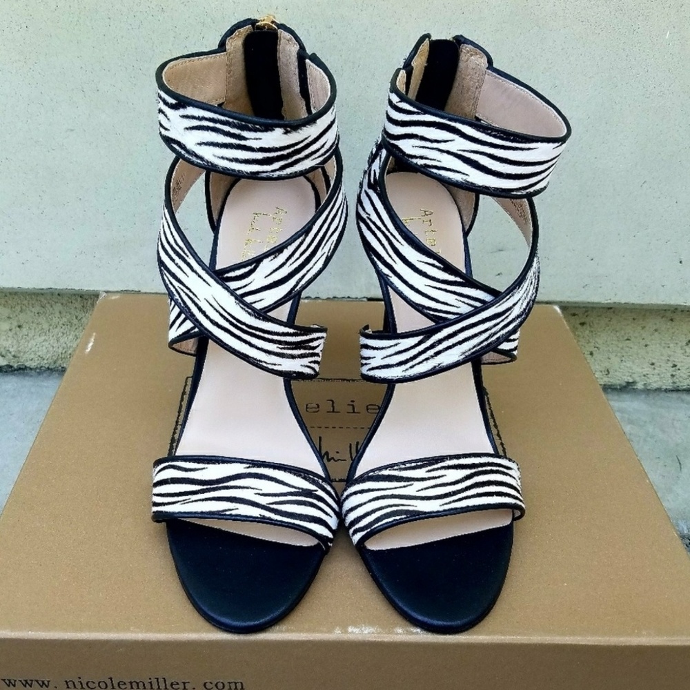 Sexy Zebra Print Nicole Miller Strappy Sandals - Picture 5 of 8